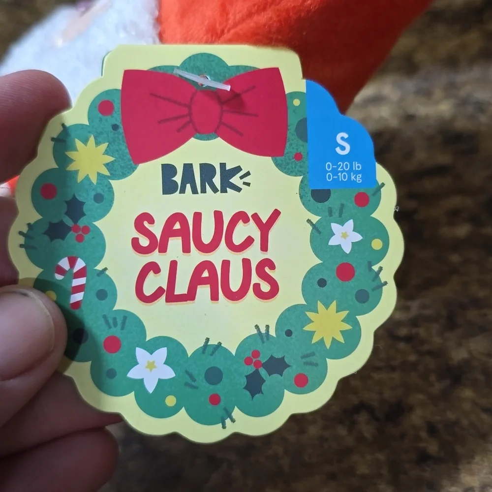Bark ‎ Saucy Claus Santa Plush Dog Toy NWT Size Small 0-20 Pounds